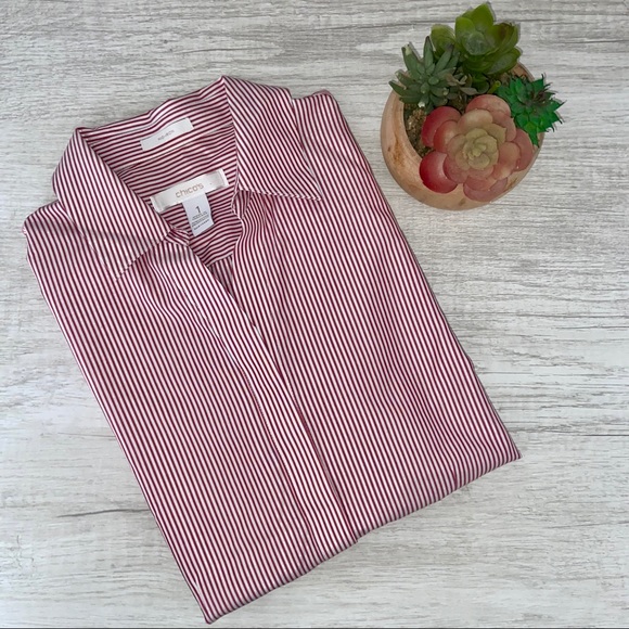 Chico’s Coolmax All Seasons Striped Classic Shirt - Picture 1 of 8